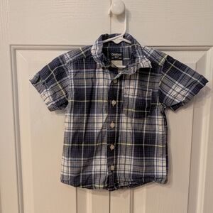 2T OshKosh B'gosh Navy and White Plaid Button Down T-Shirt